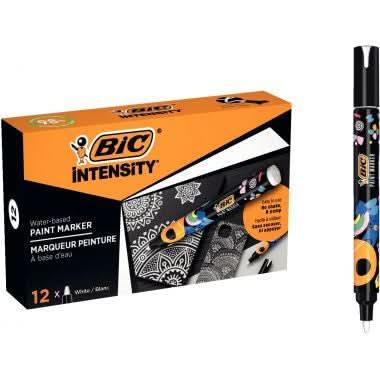 Boîte de 12 marqueurs peinture Bic Intensity blancs - Ma Rentrée Facile