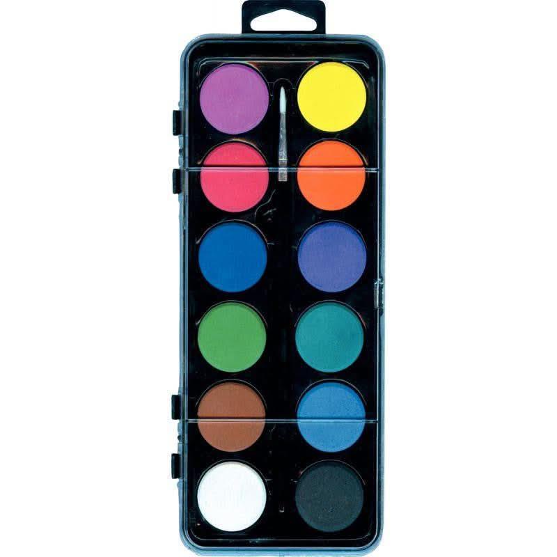 Boîte de 12 pastilles de gouache + 1 pinceau - Ma Rentrée Facile
