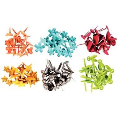 Boîte de 120 attaches parisiennes fantaisies 10 mm couleurs assorties - Ma Rentrée Facile