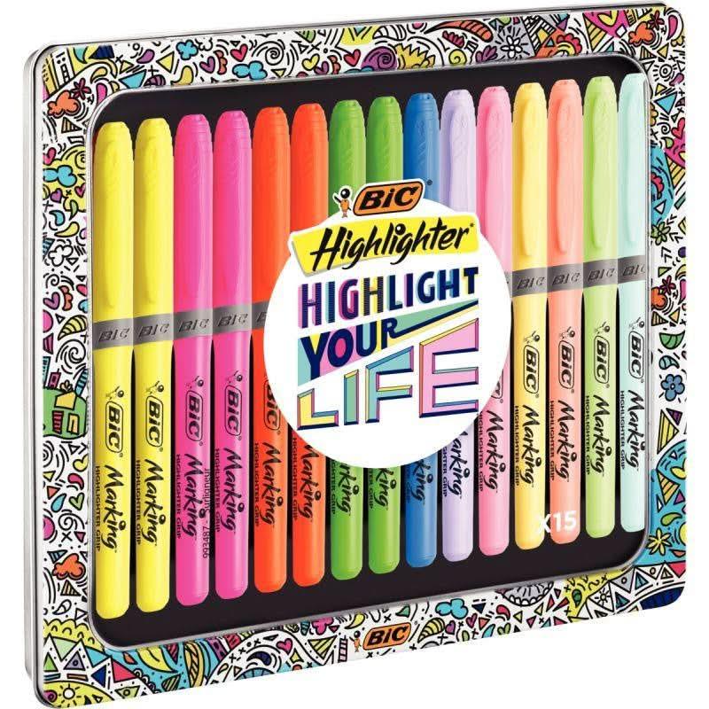 Boite de 15 surligneurs BIc Highlighter - Ma Rentrée Facile
