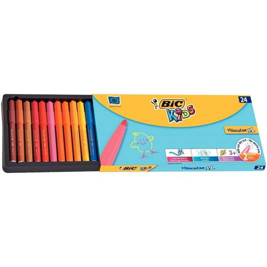 Boîte de 24 feutres pointe extra large Bic Kids Visacolor XL - Ma Rentrée Facile