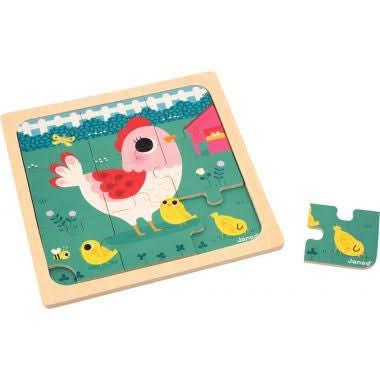 Boite de 3 puzzles à cadre en bois 9 pièces, joyeux animaux - Ma Rentrée Facile