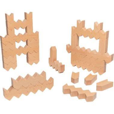 Boite de 30 ZIGZAG BLOCKS en bois naturel - Ma Rentrée Facile
