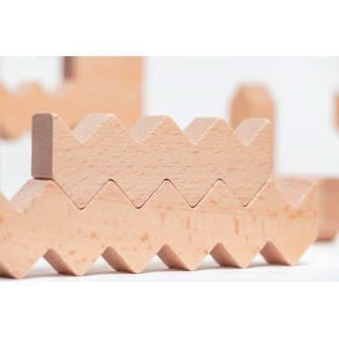 Boite de 30 ZIGZAG BLOCKS en bois naturel - Ma Rentrée Facile