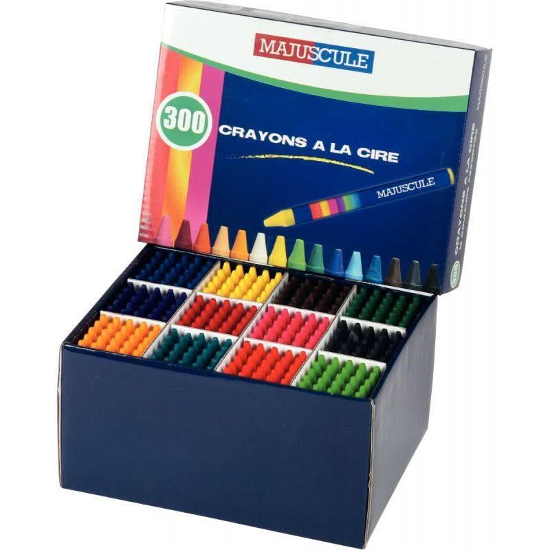 Boite de 300 crayons cire 9 cm diamètre 8 mm assortis - Ma Rentrée Facile
