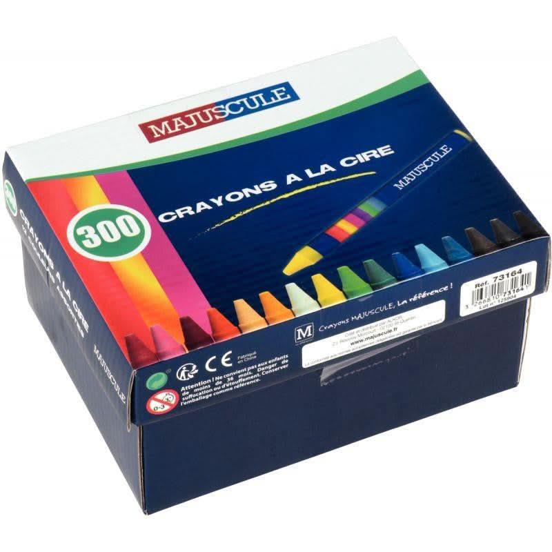 Boite de 300 crayons cire 9 cm diamètre 8 mm assortis - Ma Rentrée Facile