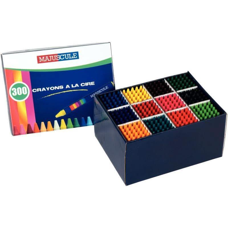 Boite de 300 crayons cire 9 cm diamètre 8 mm assortis - Ma Rentrée Facile