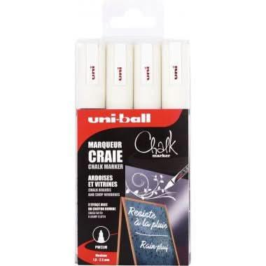 Boîte de 4 marqueurs craie Chalk pointe moyenne 1,8-2,5mm blanc - Ma Rentrée Facile