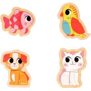 Boite de 4 puzzles contour évolutifs, les animaux domestiques, JANOD - Ma Rentrée Facile