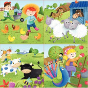 Boite de 4 puzzles progressifs, les animaux de la ferme