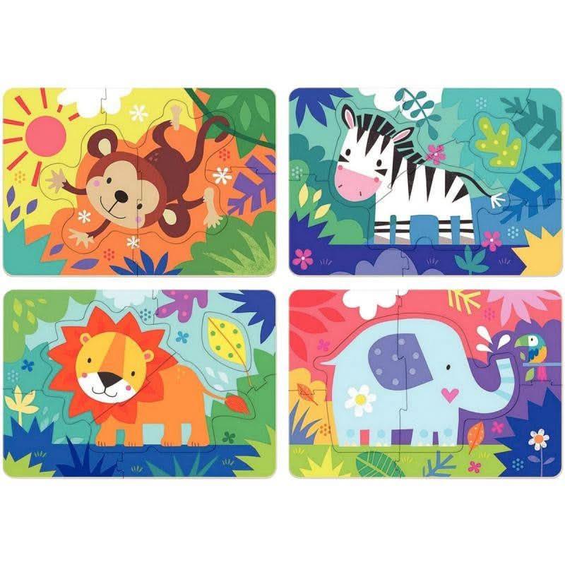 Boite de 4 puzzles progressifs, les animaux sauvages - Ma Rentrée Facile