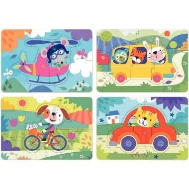 Boite de 4 puzzles progressifs, les véhicules, EDUCA - Ma Rentrée Facile