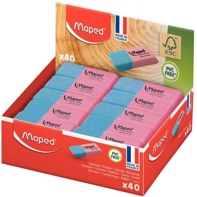 Boîte de 40 gommes bicolore encre / crayon petit modèle - Ma Rentrée Facile