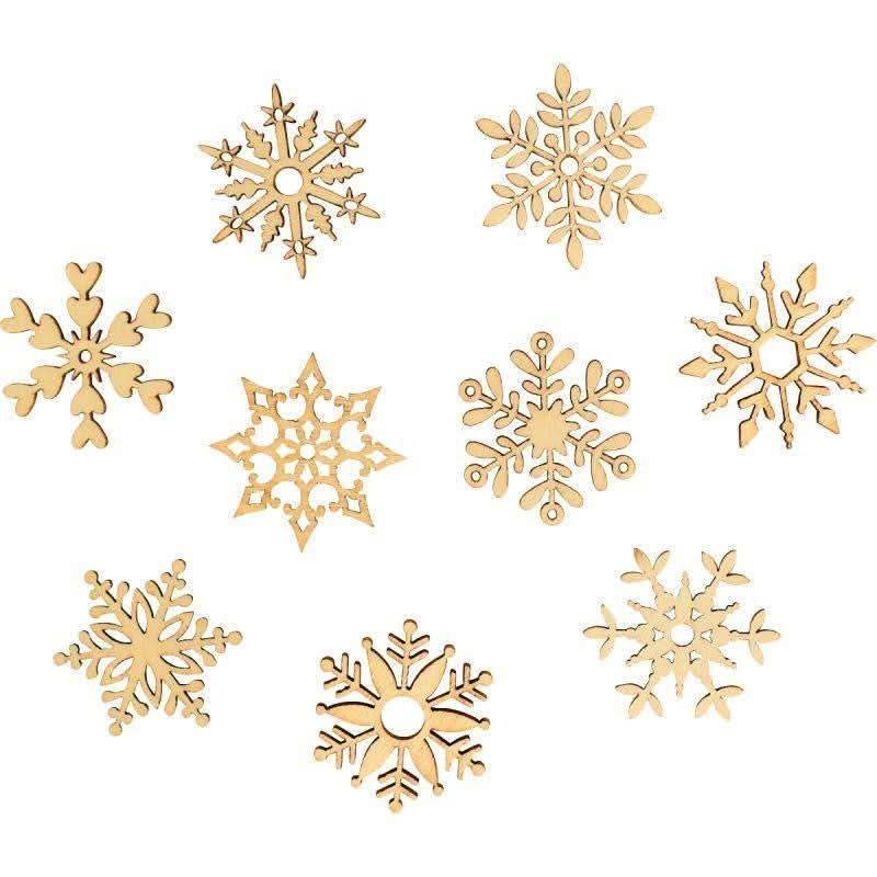 Boite de 45 mini decorations bois brut flocon - Ma Rentrée Facile