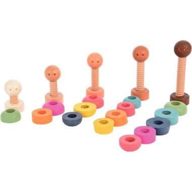 Boite de 5 personnages à visser en bois - Ma Rentrée Facile