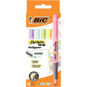 Boite de 5 surligneurs Bic Highlighter grip pastel - Ma Rentrée Facile