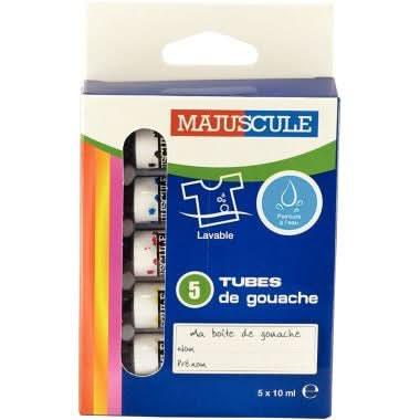 Boîte de 5 tubes 10ml de gouache en pâte MAJUSCULE, couleurs primaires - Ma Rentrée Facile