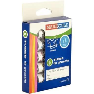 Boîte de 5 tubes 10ml de gouache en pâte MAJUSCULE, couleurs primaires - Ma Rentrée Facile