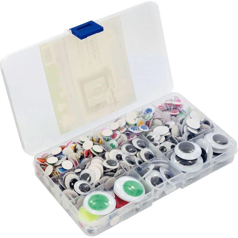 Boîte de 500 yeux adhésifs, tailles et couleurs assorties - Ma Rentrée Facile