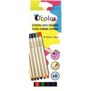 Boîte de 6 crayons de couleur gros module 8mm - Ma Rentrée Facile