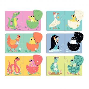 Boite de 6 puzzles duo, les oeufs rigolos, DJECO - Ma Rentrée Facile