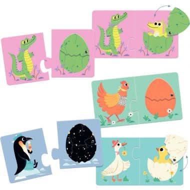 Boite de 6 puzzles duo, les oeufs rigolos, DJECO - Ma Rentrée Facile