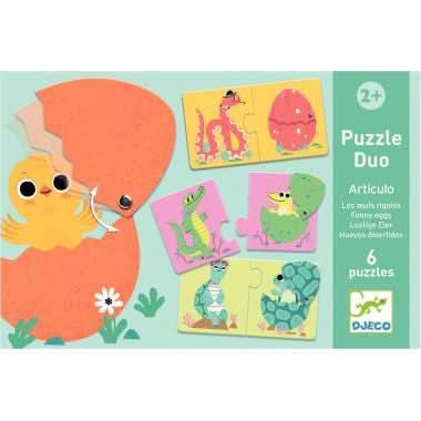 Boite de 6 puzzles duo, les oeufs rigolos, DJECO - Ma Rentrée Facile