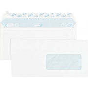 Boîte de 70 enveloppes blanches DL 110x220 80g bande siliconée fenêtre 45x100