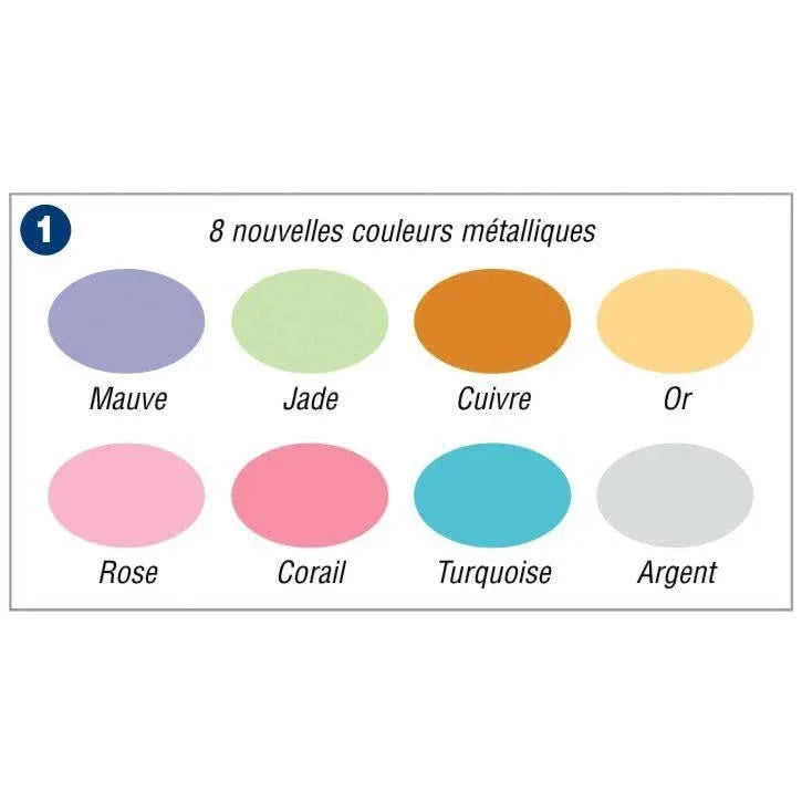 Boite de 8 marqueurs 75 ml Chunkie : or, argent, cuivre, turquoise, rose, mauve, corail et jade - Ma Rentrée Facile