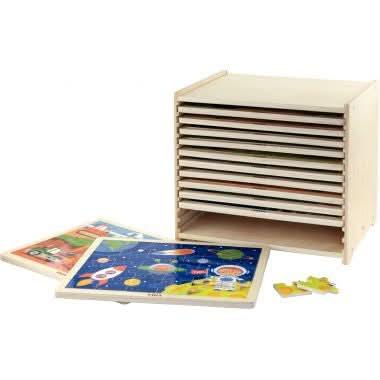 12 puzzles en bois de 24 pièces + boite de rangement + - Ma Rentrée Facile