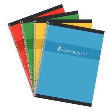 Cahier à spirale 24x32, 100 pages, séyès, 70g, coloris aléatoires, Conquérant - Ma Rentrée Facile