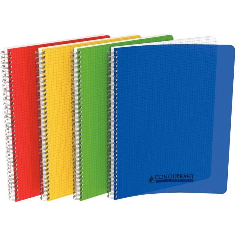 Cahier à spirale 21x29,7, 100 pages, 5x5, 90g, polypro, coloris aléatoires, Conquérant - Ma Rentrée Facile