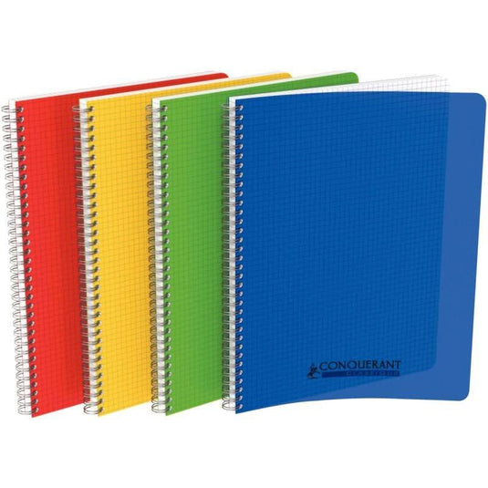 Cahier à spirale 21x29,7, 100 pages, 5x5, 90g, polypro, coloris aléatoires, Conquérant - Ma Rentrée Facile