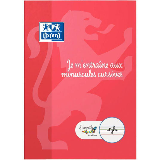 Cahier d'écriture DYS 21x29.7, 32 pages, lettres minuscules cursives Oxford Serdopile