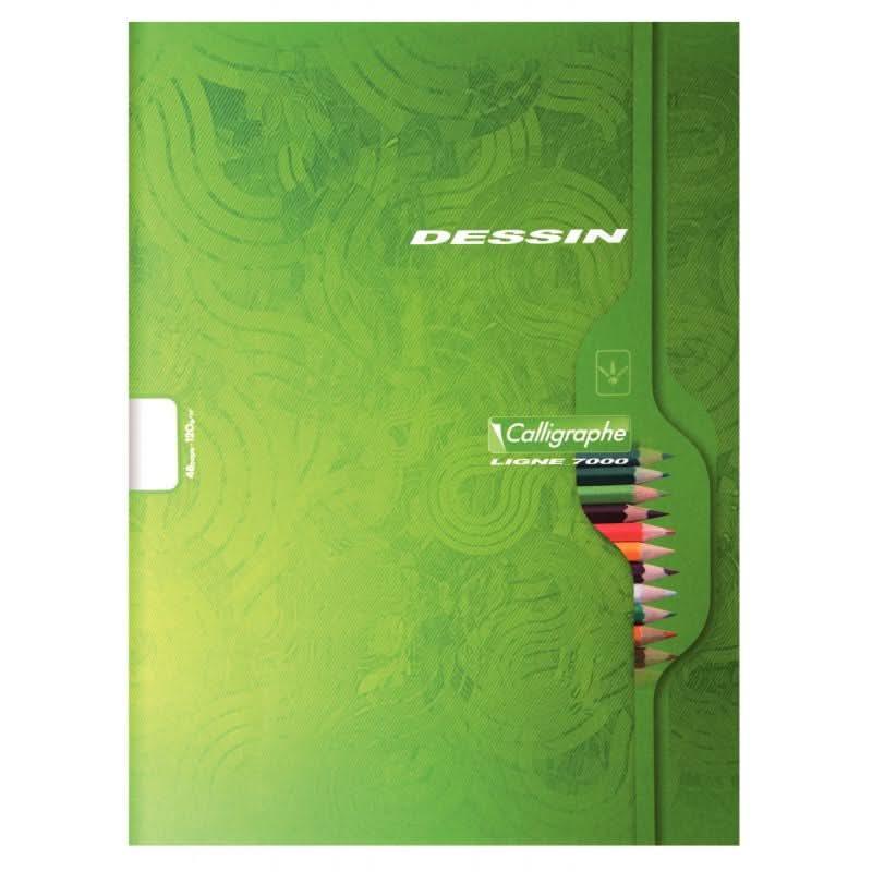 Cahier de dessin 24x32, 48 pages, papier blanc120g, couverture coloris aléatoires, Calligraphe - Ma Rentrée Facile