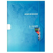 Cahier de dessin 24x32, 48 pages, papier blanc120g, couverture coloris aléatoires, Calligraphe - Ma Rentrée Facile