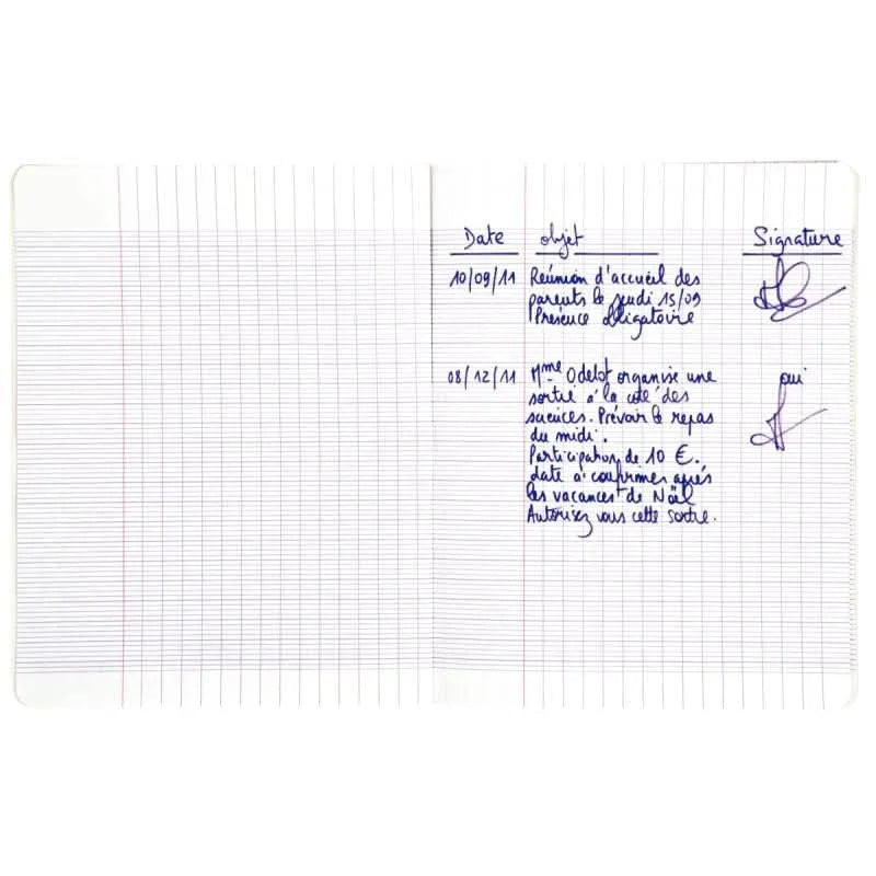 Cahier de liaison, 17x22, 48 pages, séyès, 90g polypro incolore - Ma Rentrée Facile