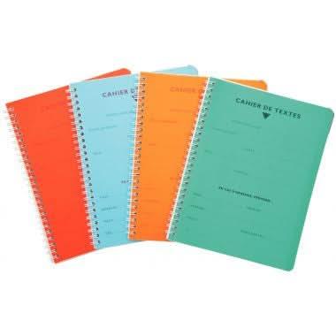Cahier de texte à spirale 17x22, 124 pages, séyès papier blanc 90g, polypro coloris aléatoires - Ma Rentrée Facile