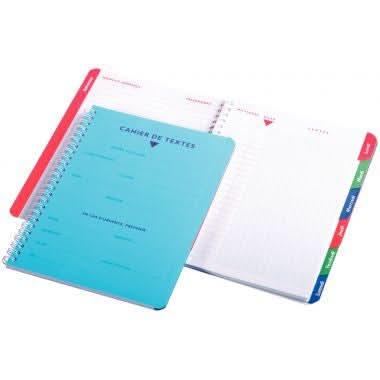 Cahier de texte à spirale 17x22, 124 pages, séyès papier blanc 90g, polypro coloris aléatoires - Ma Rentrée Facile