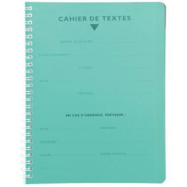 Cahier de texte à spirale 17x22, 124 pages, séyès papier blanc 90g, polypro coloris aléatoires - Ma Rentrée Facile