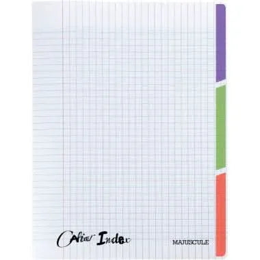 Cahier 24x32, 96 pages, 3 index, seyès, 90g polypro incolore - Ma Rentrée Facile