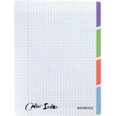 Cahier 24x32, 96 pages, 4 index, seyès, 90g polypro incolore - Ma Rentrée Facile