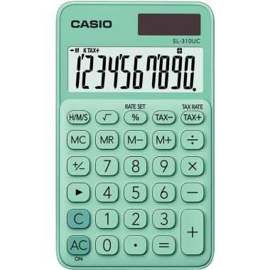 Calculatrice de poche 10 chiffres CASIO SL-310UC vert - Ma Rentrée Facile
