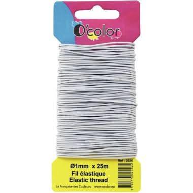 Carte de 25 mètres de fil élastique blanc 1mm - Ma Rentrée Facile