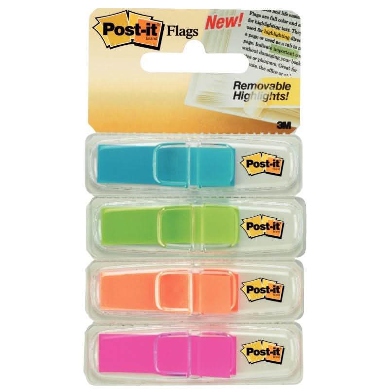 Etui de 4 x 35 index marque page, 12x44mm, Post-It, couleurs vives - Ma Rentrée Facile