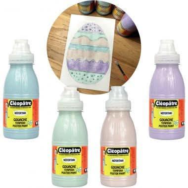 Carton de 4 flacons 500ml de peinture pailletée, coloris pastel - Ma Rentrée Facile