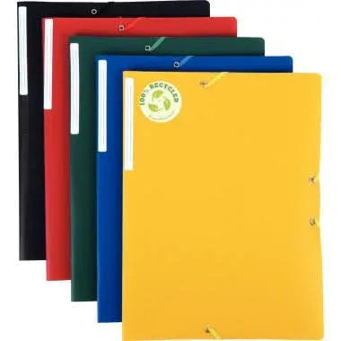 Chemise plastique 3 rabats à élastiques ECOGREEN recyclé, coloris aléatoires - Ma Rentrée Facile