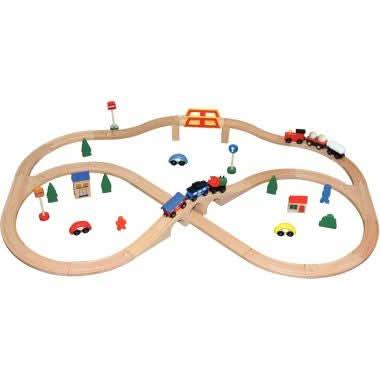 Circuit de train en bois, 49 pièces - Ma Rentrée Facile