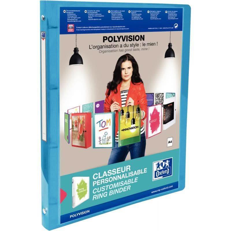 Classeur personnalisable transparent POLYVISION, A4 dos 2cm, bleu - Ma Rentrée Facile