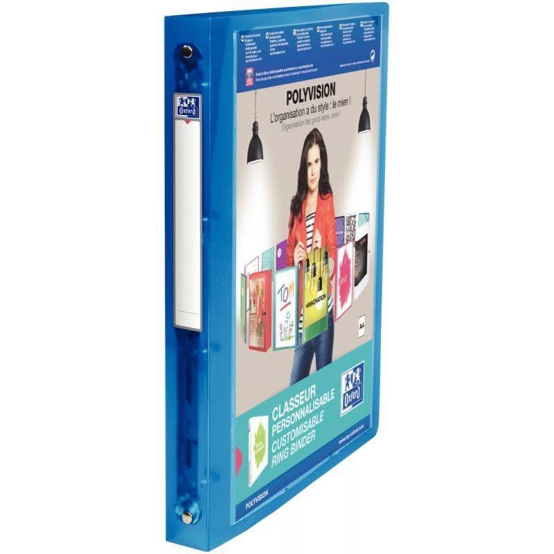 Classeur personnalisable transparent POLYVISION, A4 dos 3cm, bleu - Ma Rentrée Facile